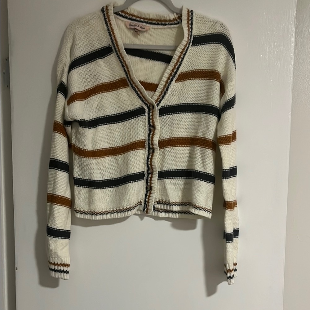 Striped Knit Cardigan Sweater